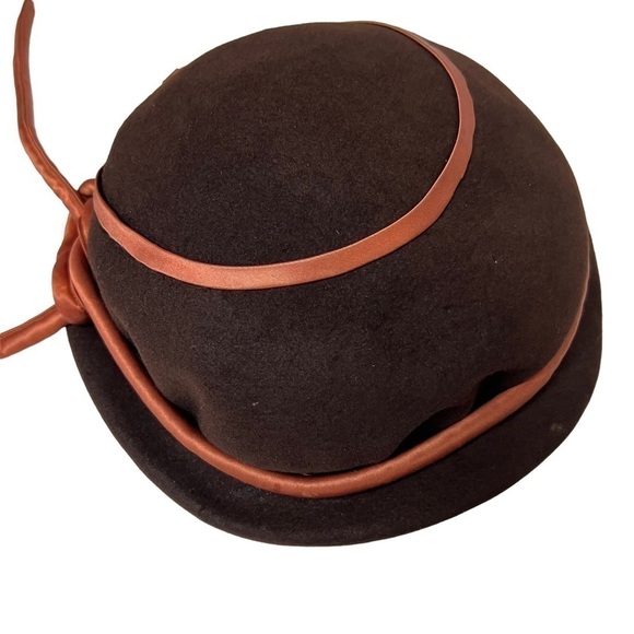 Delle Donne New York Cloche Hat Malson Felt - Tan & Brown RARE VINTAGE main image 4